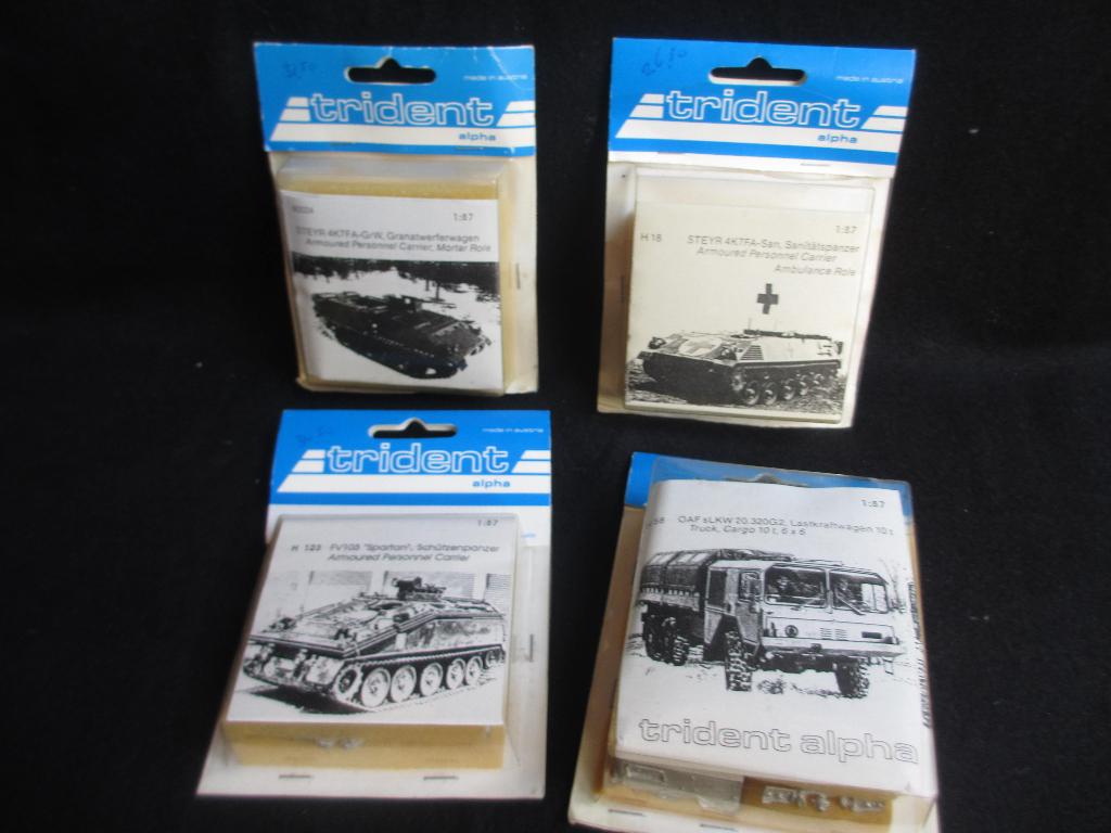 vintage Trident Alpha pantservoertuigen 1:87 4 stuks nieuw, Overige merken, 1:50 of kleiner, Auto, Ophalen of Verzenden