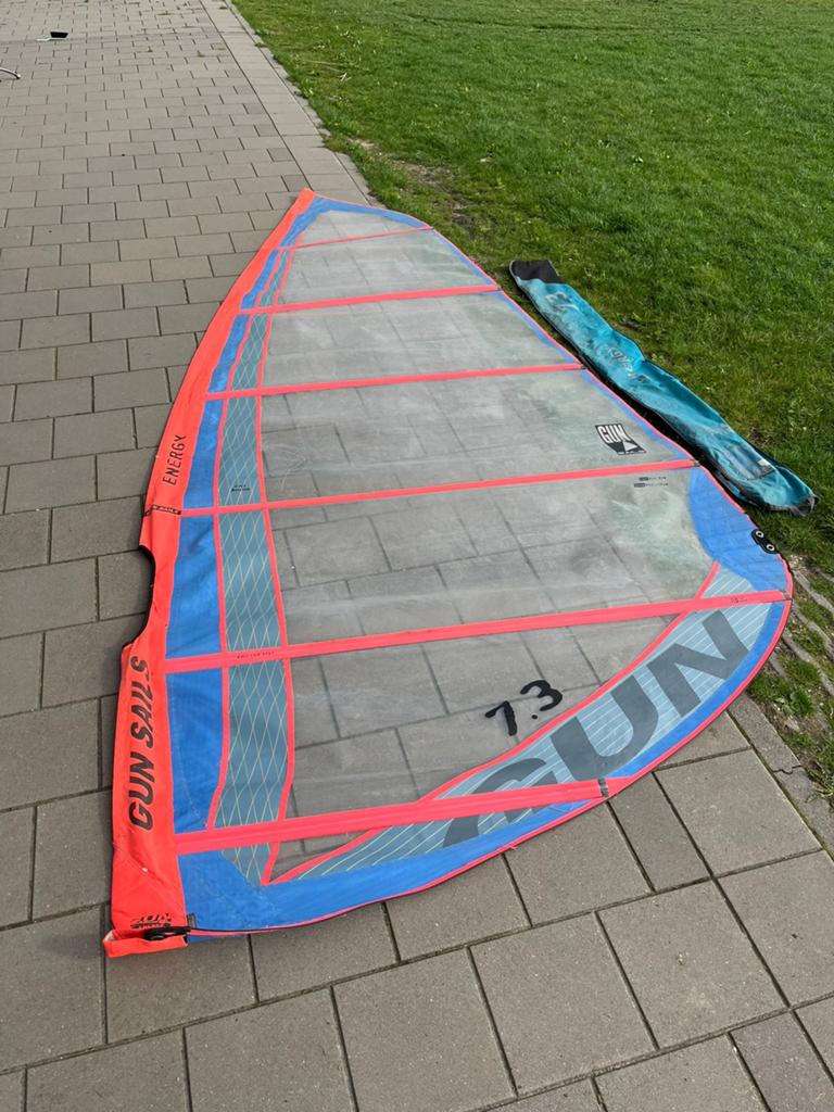 Gunsails zeil 7,3 en mast, Ophalen, Gebruikt, Zeil