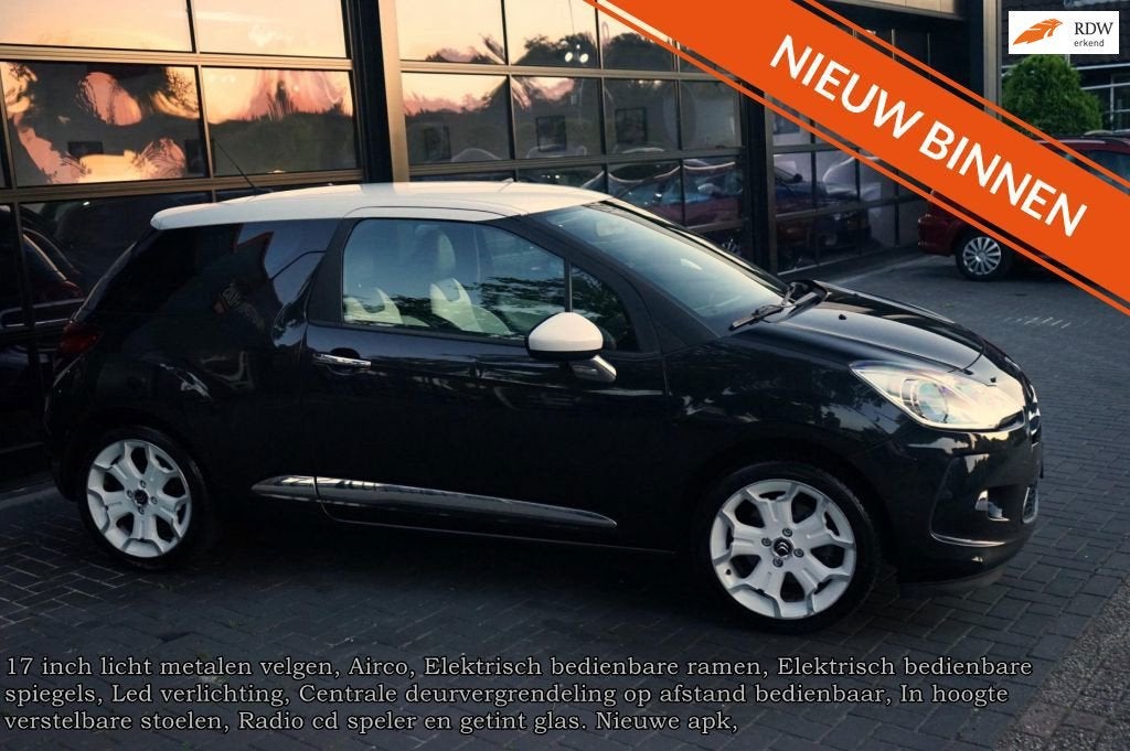Citroen DS3 1.6 So Chic, Clima, CC, Leder, Elec pakket, Auto's, Voorwielaandrijving, Zwart, 4 cilinders, Zwart