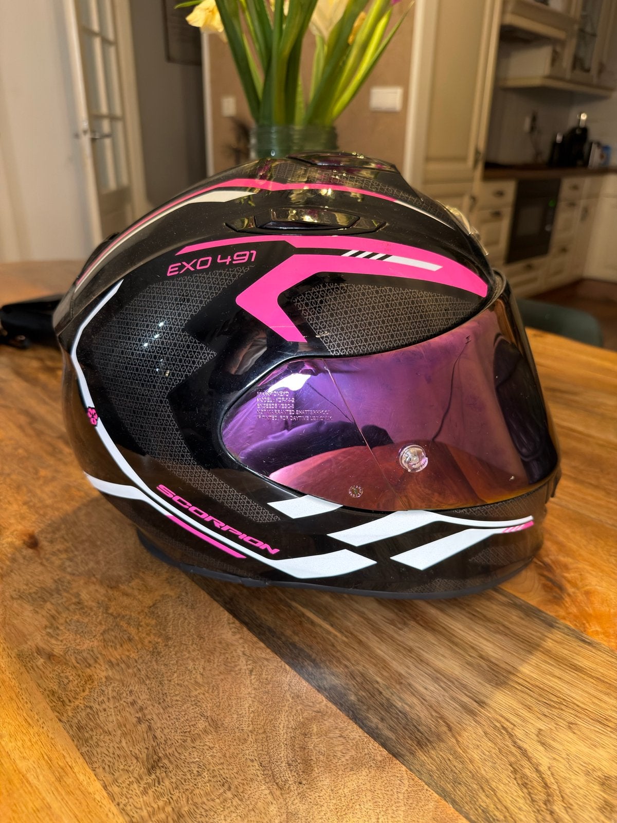 Scorpion EXO 491 Integraalhelm - Zwart/Roze, Motoren, Integraalhelm, Dames, L, Tweedehands