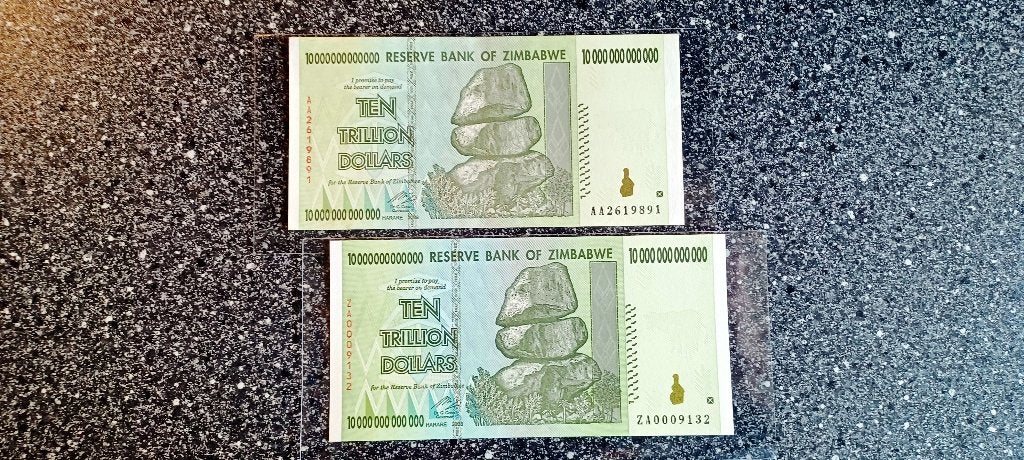 Zimbabwe 2x 10 Trillion Dollars - UNC, Verzenden, Zimbabwe