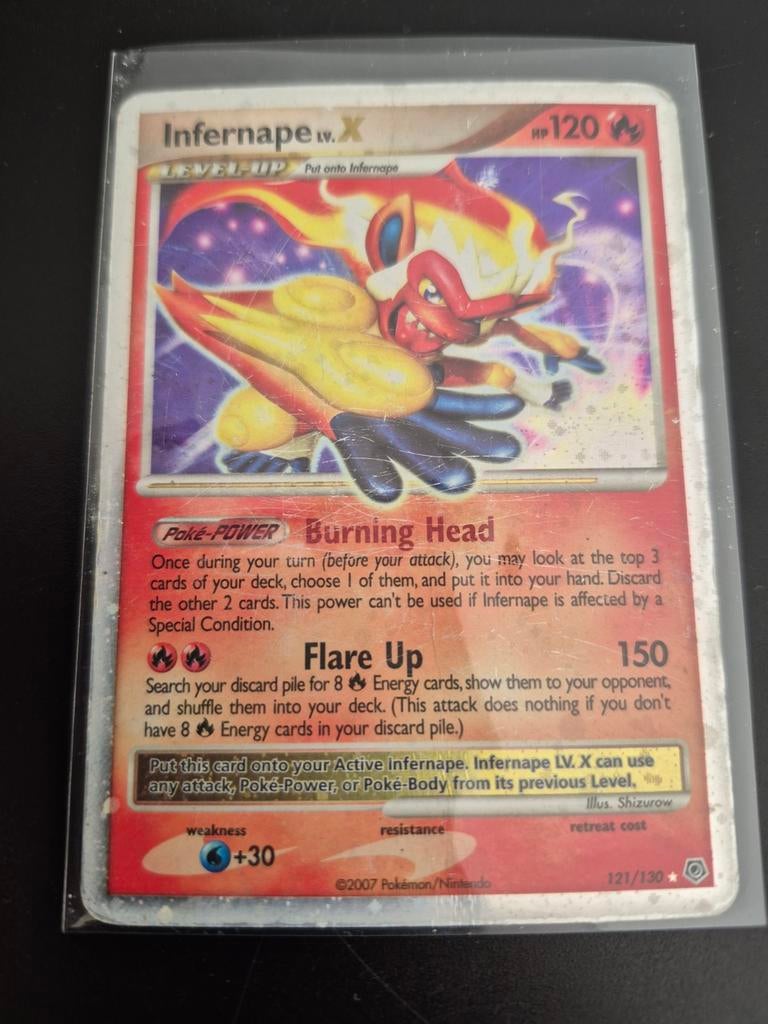 Infernape LV.X 121/130 Diamond & Pearl Pokémon Kaart, Ophalen, Gebruikt, Losse kaart, Foil