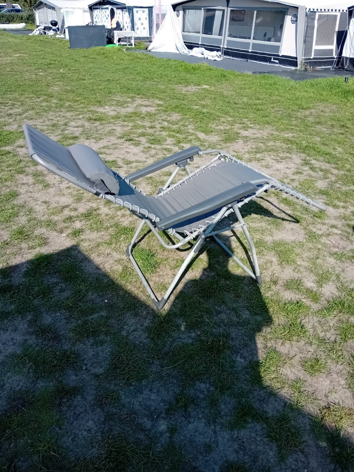 Comfortabele verstelbare ligstoel/campingstoel, Ophalen, Gebruikt, Metaal, Inklapbaar