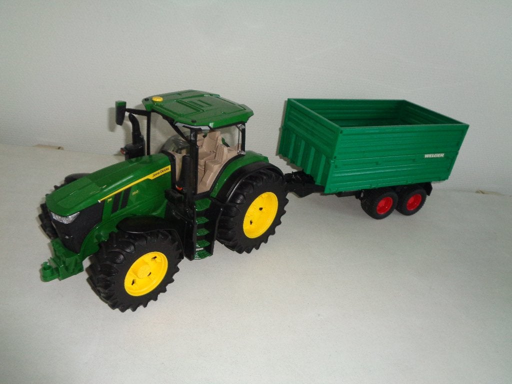 Bruder John Deere trekker met aanhanger,kiepwagen., Ophalen of Verzenden, Gebruikt
