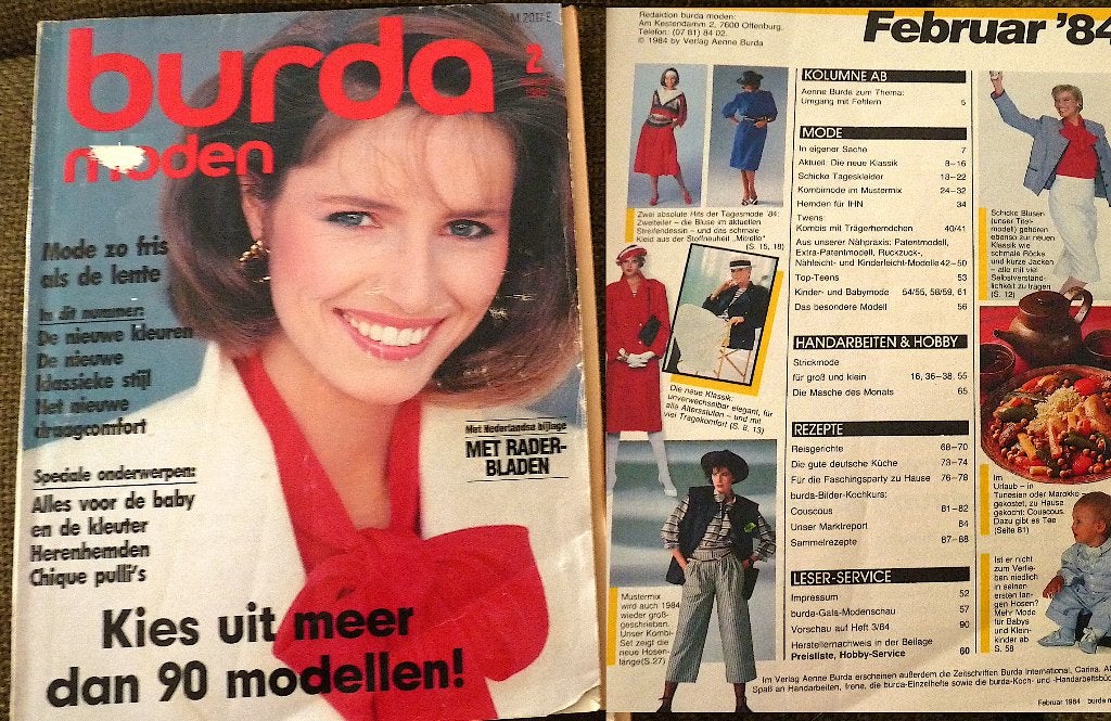 BURDA februari 1984 - vintage patronen, Verzenden, Vrouw, Burda, Overige typen