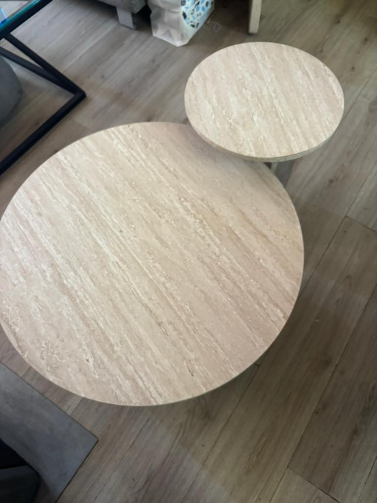 2 delig tafelset, Ophalen of Verzenden, Zo goed als nieuw, Rond, Minder dan 50 cm