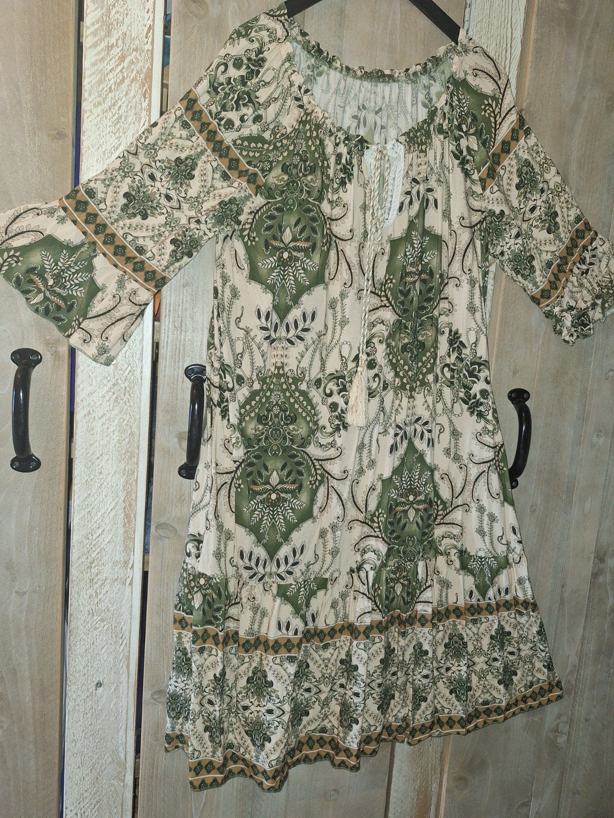 Bohemian ibiza jurk Made Italië L./xl, Ophalen of Verzenden, Zo goed als nieuw, Groen
