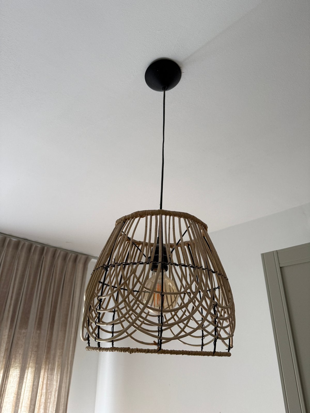 Rotan boho hanglamp, Ophalen, Zo goed als nieuw, Minder dan 50 cm