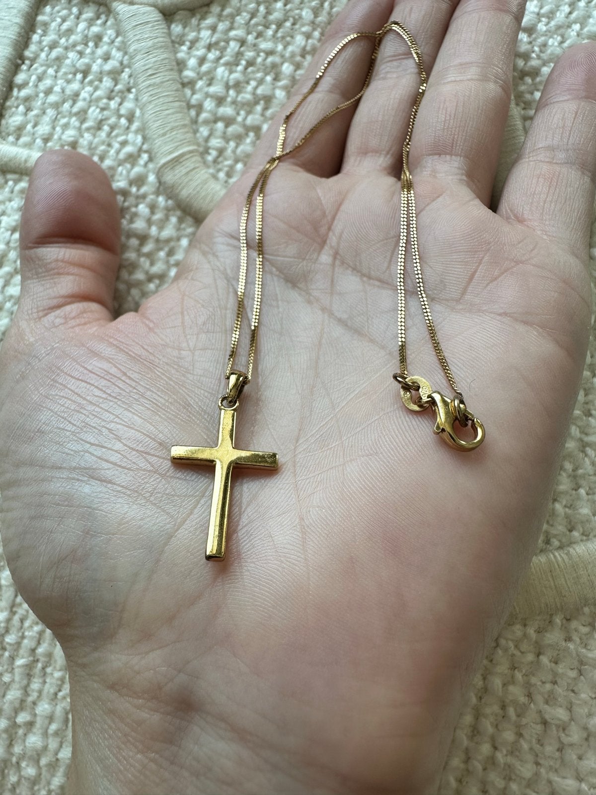 Gouden Kruis Ketting met Keurmerk - Jezus Kruis, Met hanger, Gebruikt, Verzenden, Goud