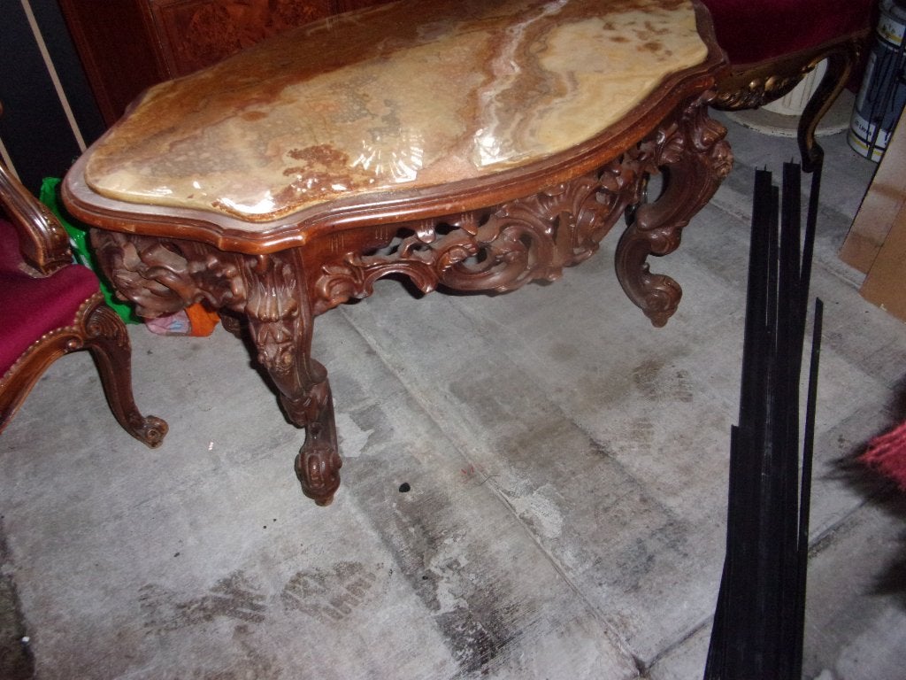 Antieke salontafel met marmeren blad, Ophalen