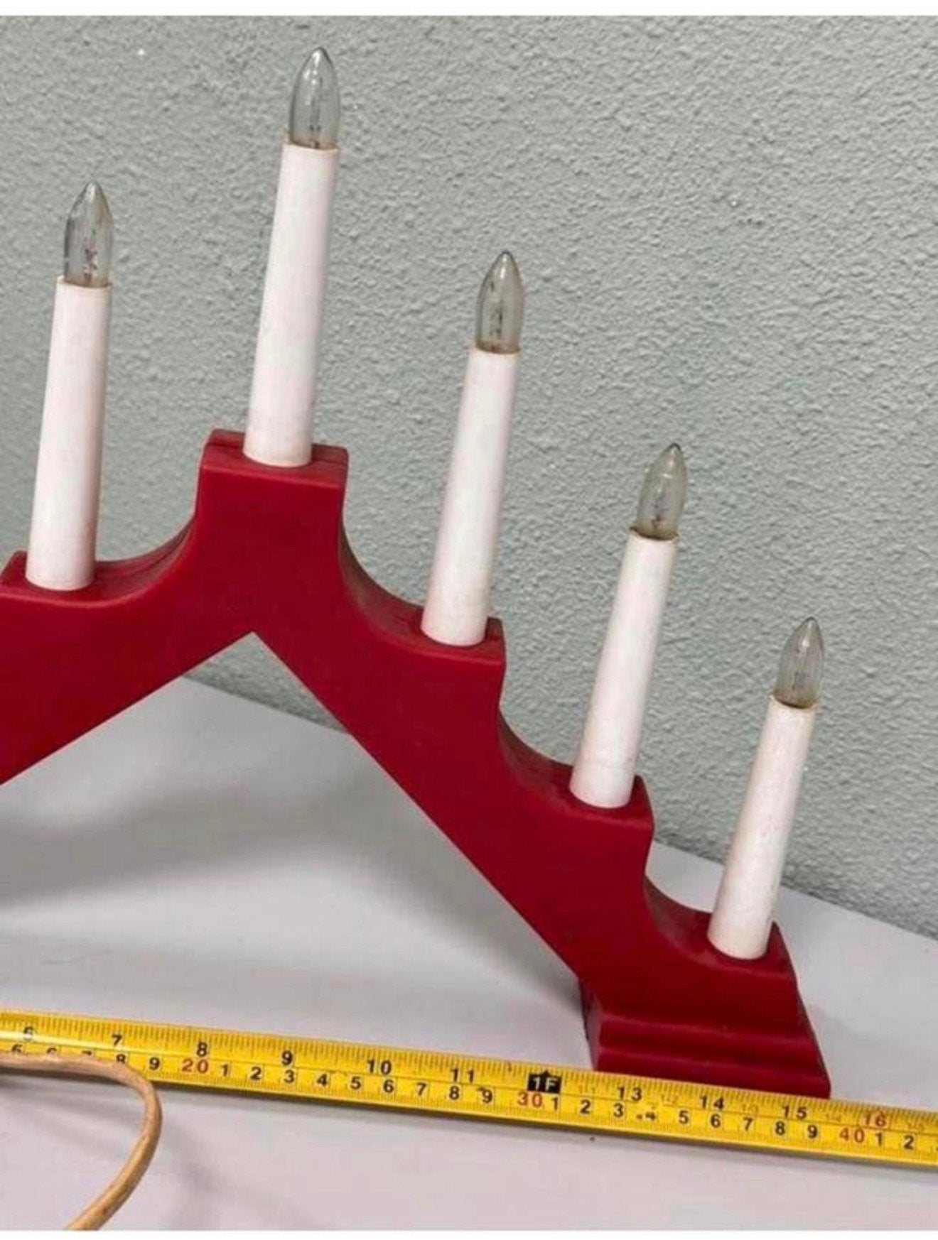 Vintage kerst kerstmis kandelaar licht lampjes staand rood, Diversen, Kerst, Gebruikt, Ophalen of Verzenden, H, H
