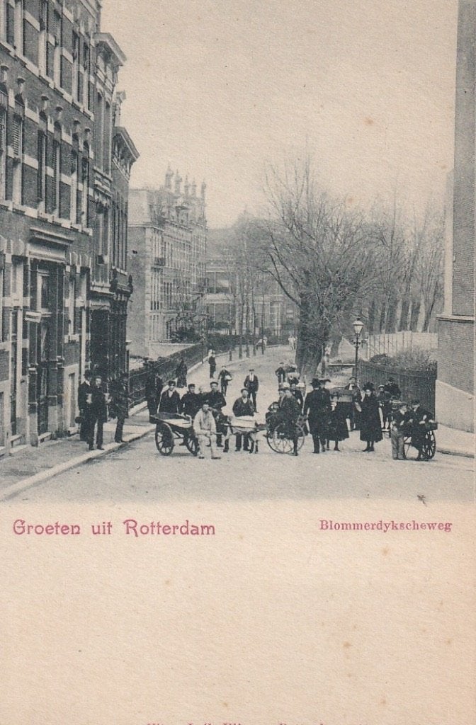 733A Rotterdam Bergweg vanaf Heulbrug, bokkenwagen, Vlieger, Ophalen of Verzenden, Voor 1920, Ongelopen, Zuid-Holland
