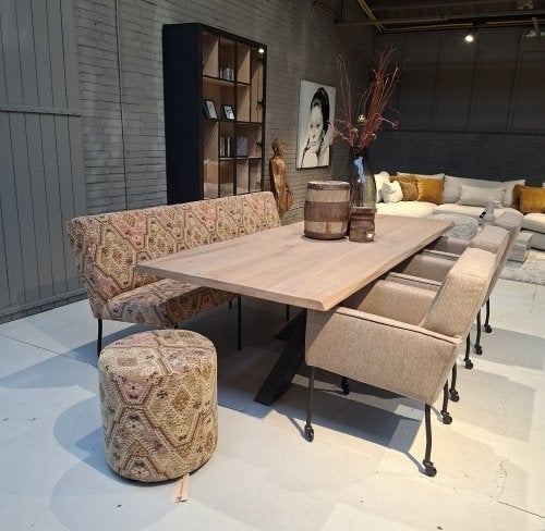 Chico eettafelbank in de prachtige stof Kashmar Dokument, Huis en Inrichting, Stoelen, Ophalen, Overige kleuren, Nieuw, Stof