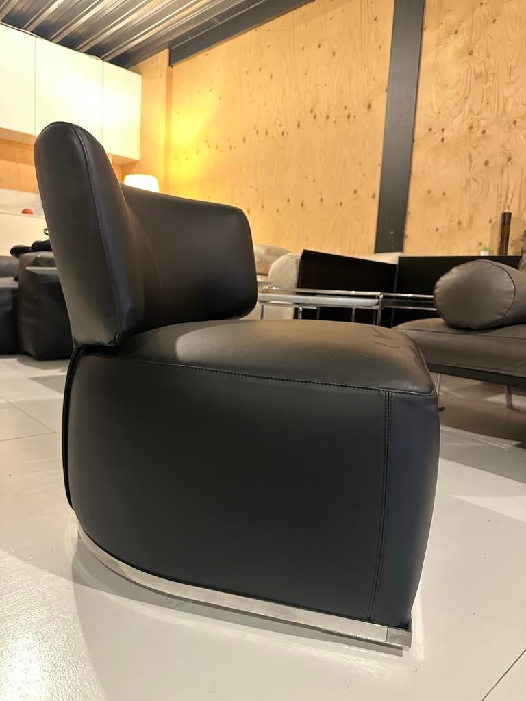 BB italia design fauteuils. Zwart soepel leder., Huis en Inrichting, Fauteuils, Ophalen, W, 75 tot 100 cm, Zo goed als nieuw