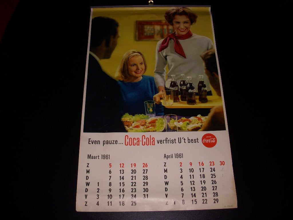 Nederlandse Coca-Cola kalender uit 1961, Verzamelen, Merken en Reclamevoorwerpen, Ophalen of Verzenden, Gebruikt, Gebruiksvoorwerp