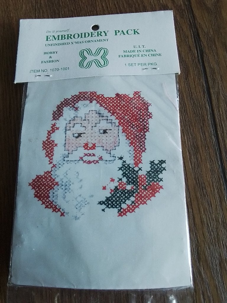 Kerstman borduurpakketje met lijstje, Hobby en Vrije tijd, Ophalen of Verzenden, Zo goed als nieuw, Handborduren, Borduurpakket