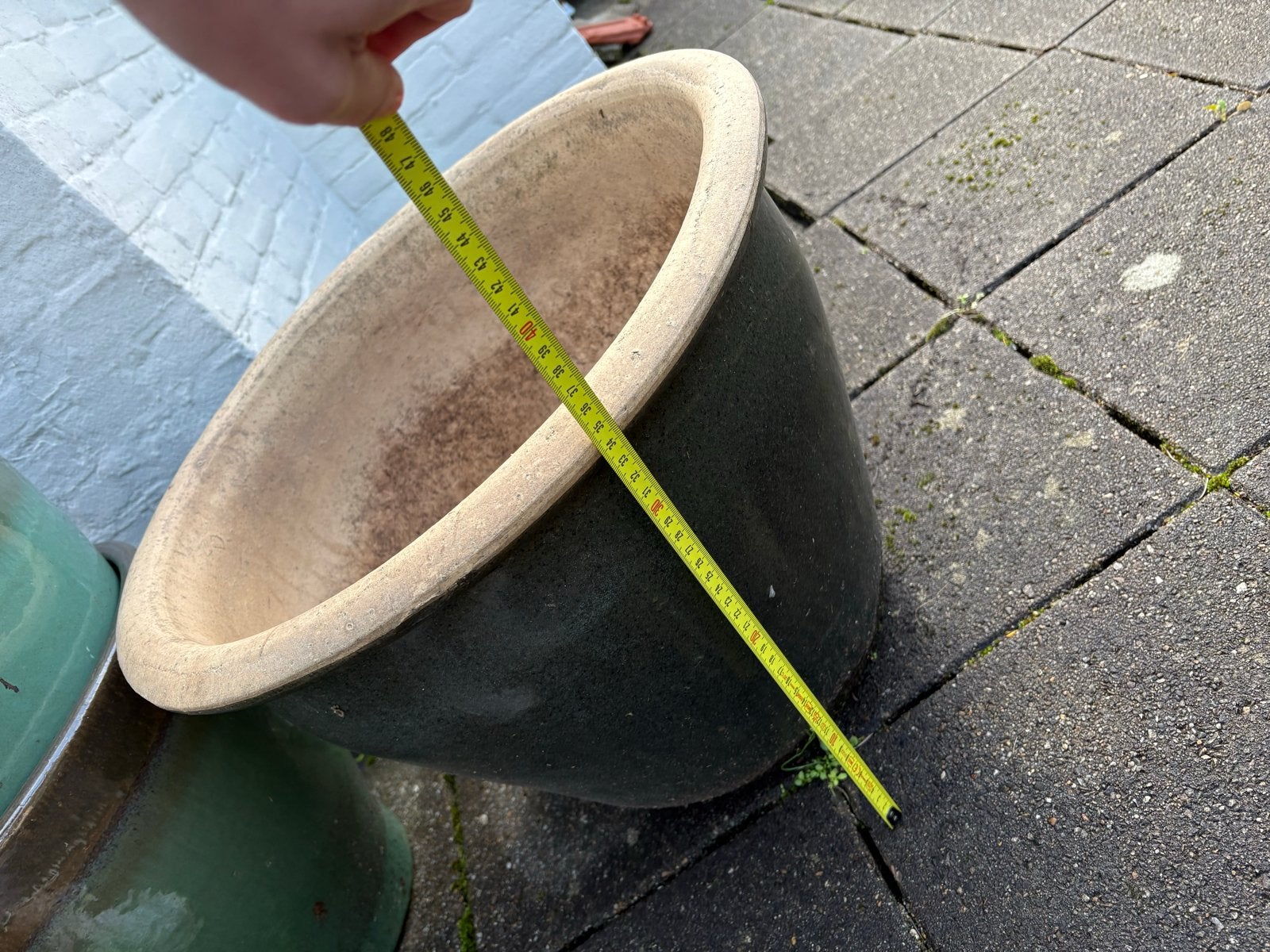 Grote bloempot - Donkergroen, Ophalen, Gebruikt, Balkon, 40 cm of meer