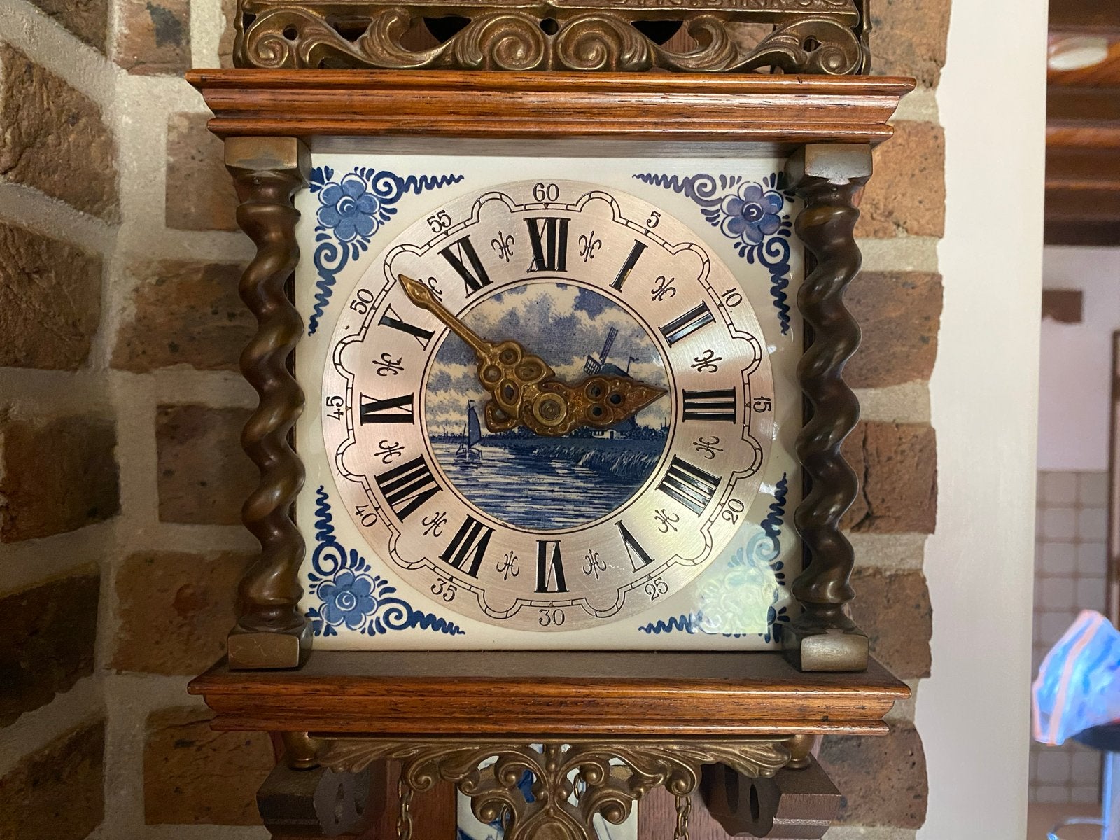 Antieke Zaanse Klok met Delfts Blauw Wijzerplaat, Ophalen