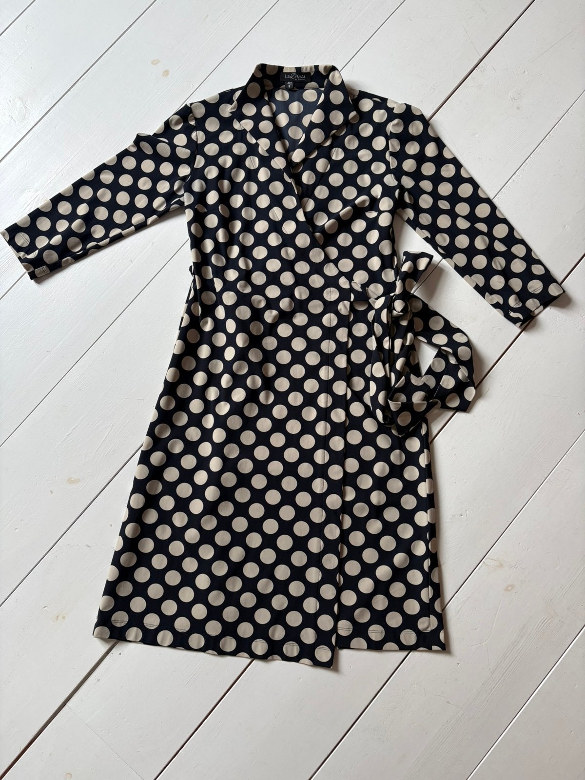 LaDress wikkeljurk polkadot XS, Zwart, Ophalen of Verzenden, Zo goed als nieuw, Knielengte