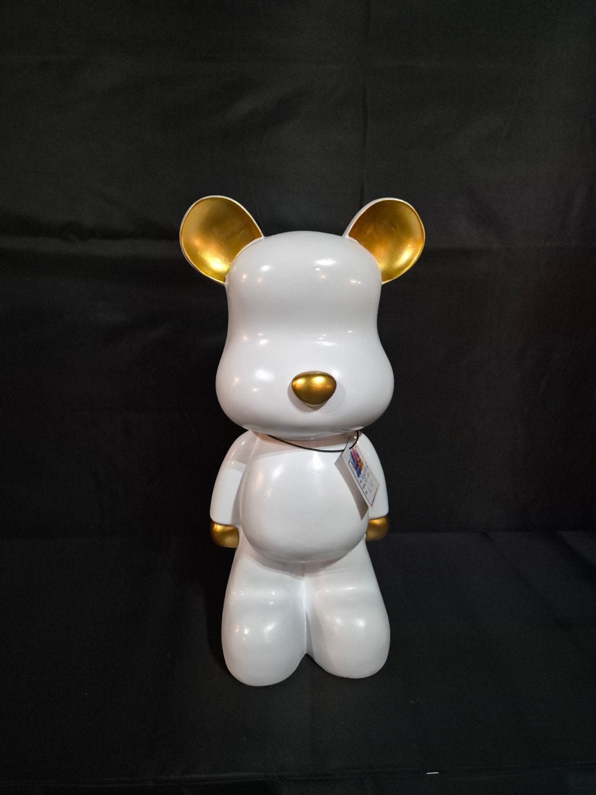 Teddybeer Beeld Wit Goud 48cm Polyester Decoratie, Ophalen, Nieuw, Dier