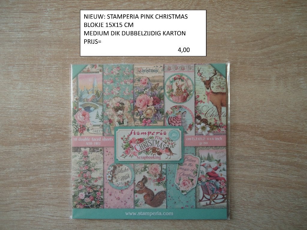 stamperia pink christmas blok 15x15 cm ( alleen verzenden, Ophalen, Nieuw, Papier of Karton, Overige merken