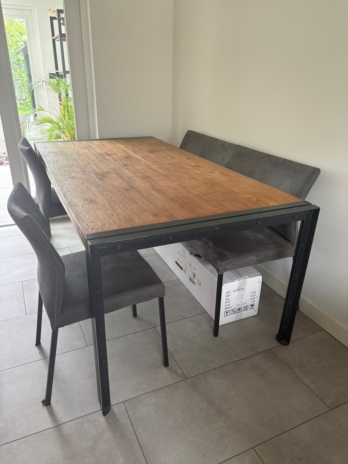 Eettafel industrieel, Ophalen, 200 cm of meer, 50 tot 100 cm, Zo goed als nieuw