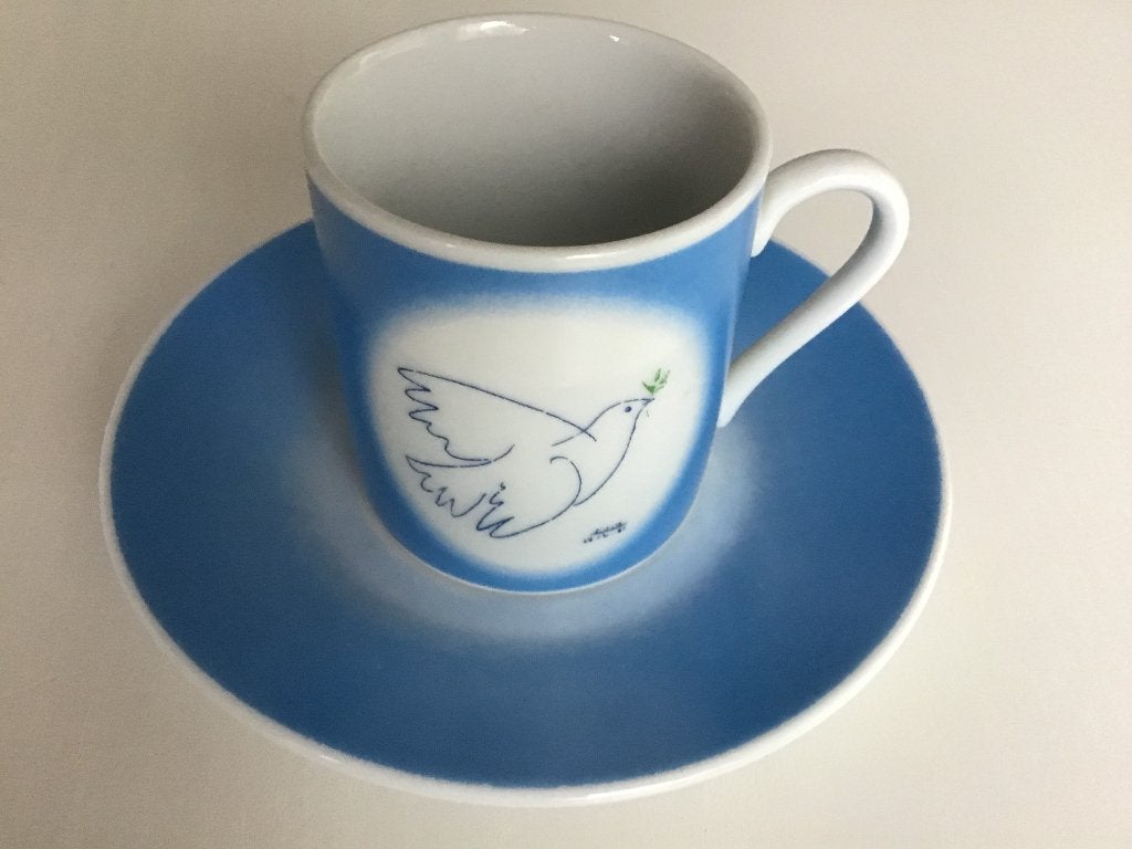 Espressokopje met schotel - Picasso Vredesduif - XL Art, Ophalen of Verzenden