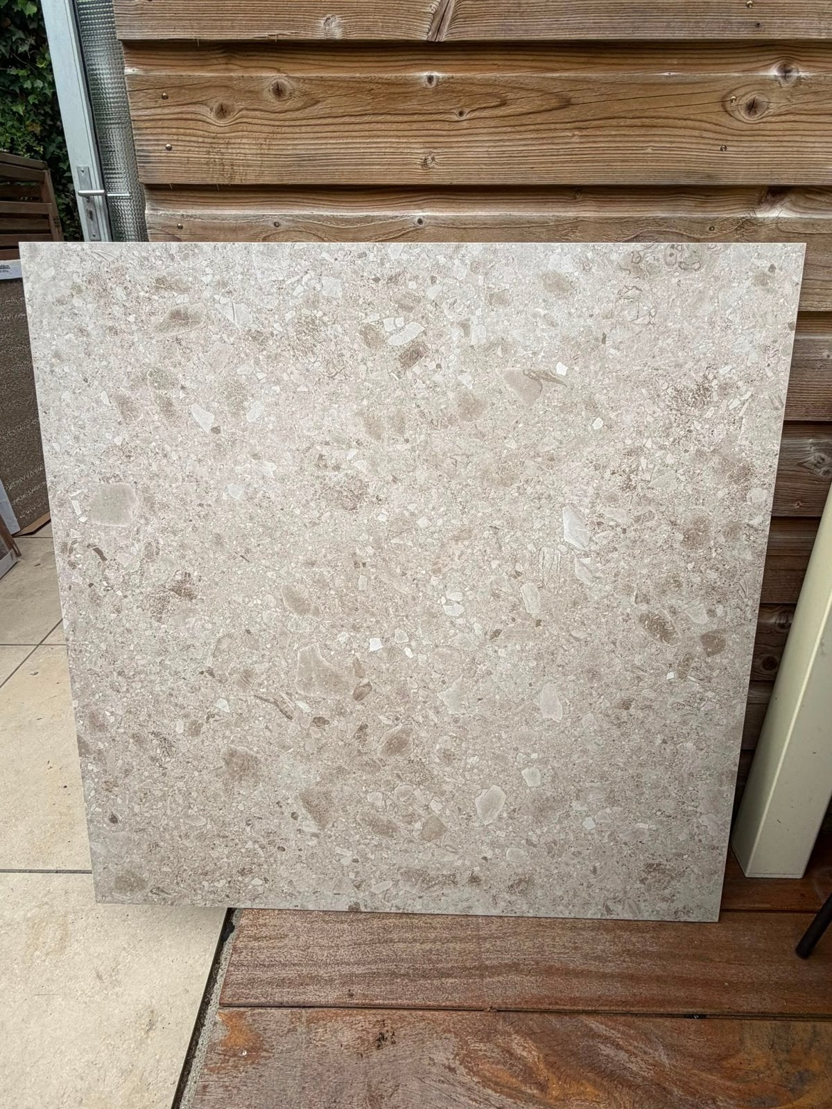 G-stone terrazzo zand badkamertegels 90x90 cm, Ophalen, 60 cm of meer, Keramiek, Nieuw