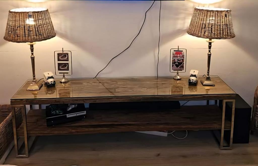 Sleeperwood tv meubel met glasplaat, Huis en Inrichting, Ophalen of Verzenden, 25 tot 50 cm, Rechthoekig