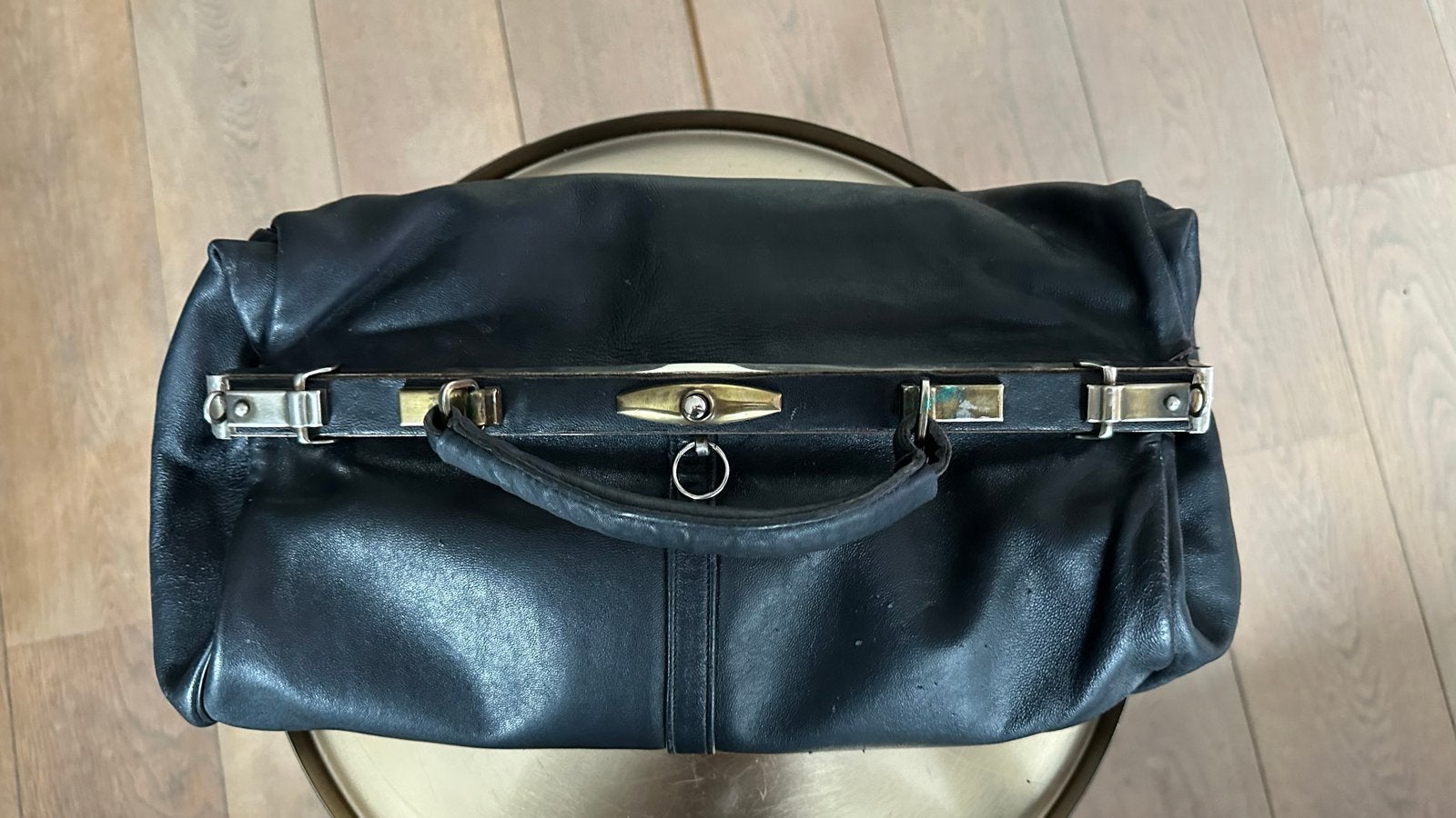 Vintage Leren Dokterstas - Zwart, 40 tot 60 cm, Gebruikt, Zwart, Minder dan 35 cm