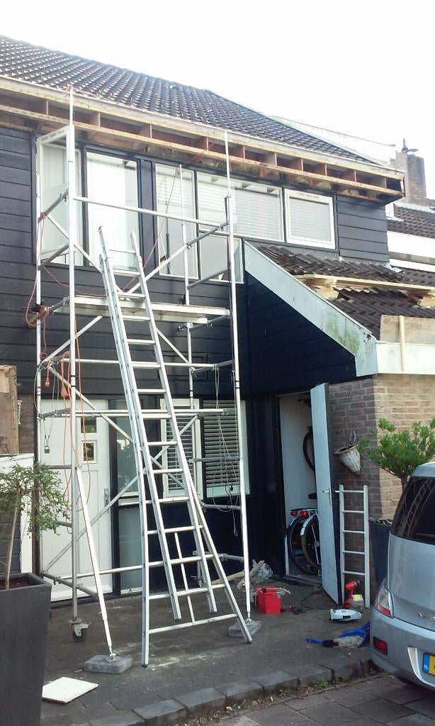 aluminium schuifladder, Doe-het-zelf en Verbouw, Ladders en Trappen, Ophalen, Gebruikt, Ladder, Opvouwbaar of Inschuifbaar