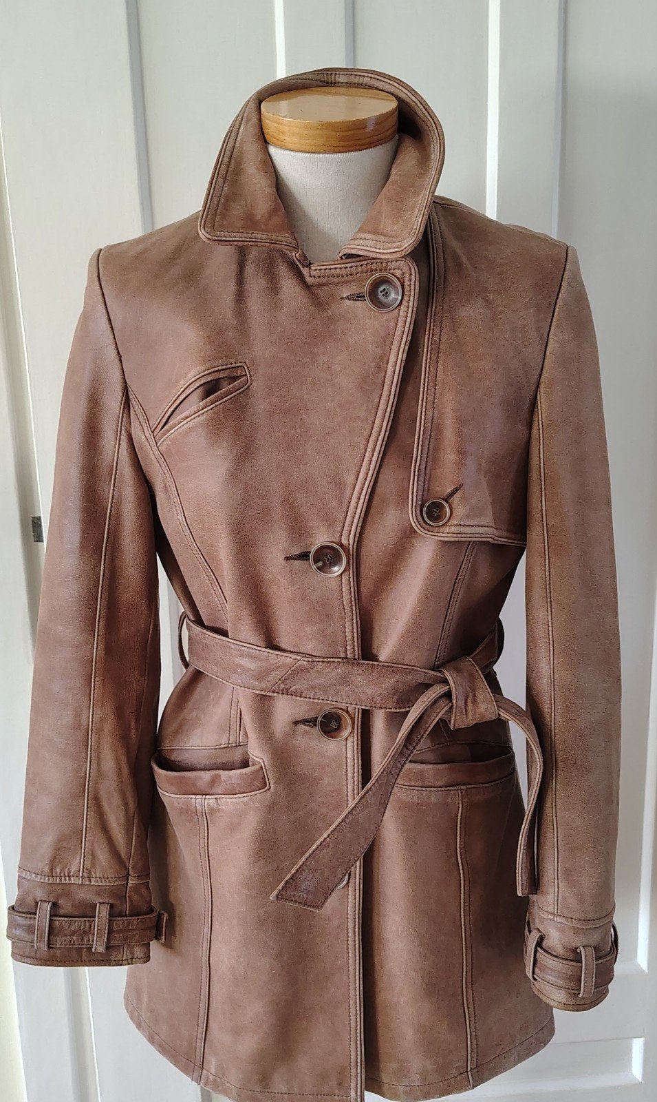 Arma leren trenchcoat/jas M kastanjebruin, Maat 38/40 (M), Bruin, Arma, Ophalen of Verzenden