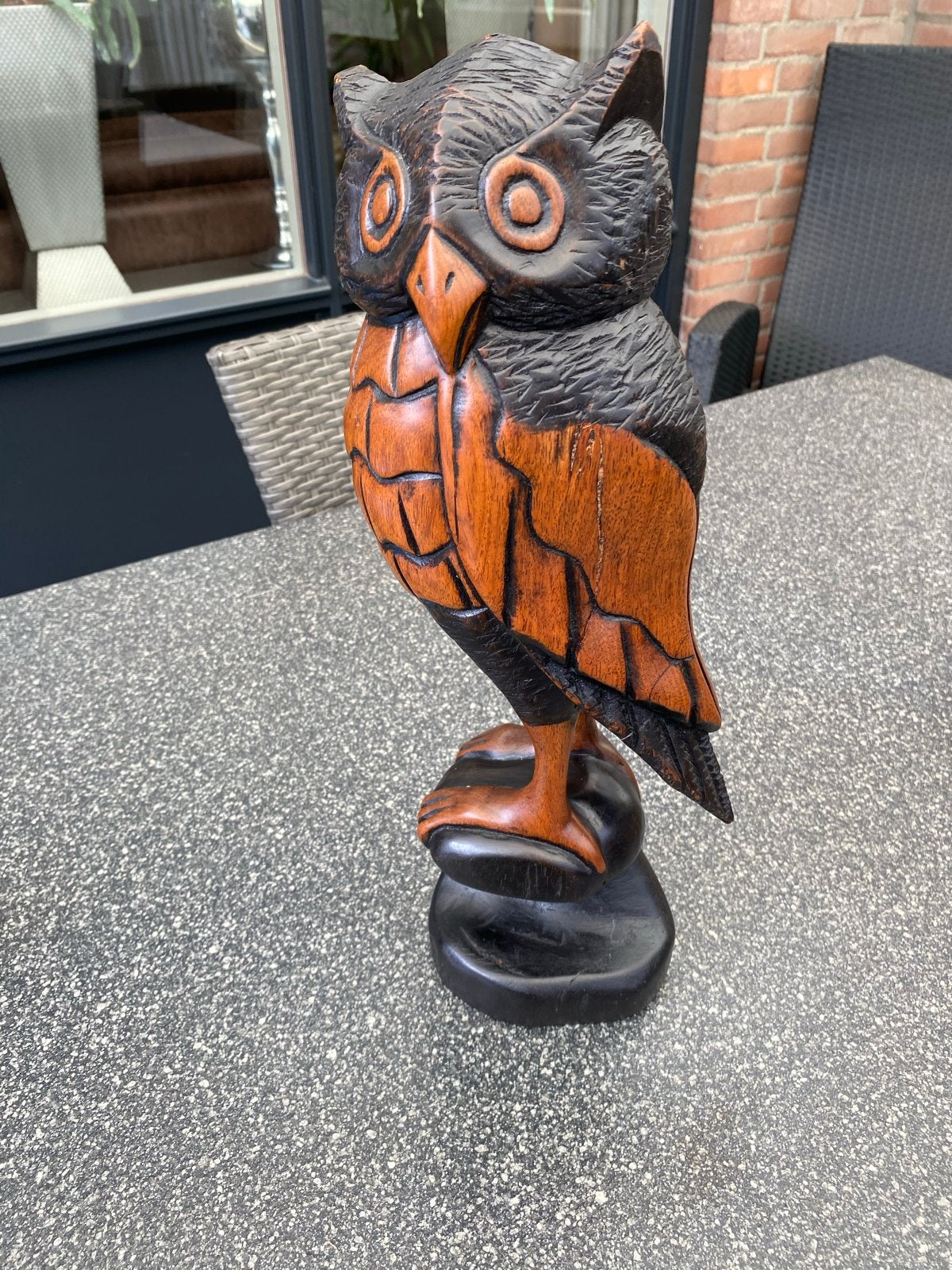 Handgesneden houten uil - Decoratief beeld, Antiek en Kunst, Ophalen of Verzenden, Handgemaakt, 20 - 50 cm, Beeld
