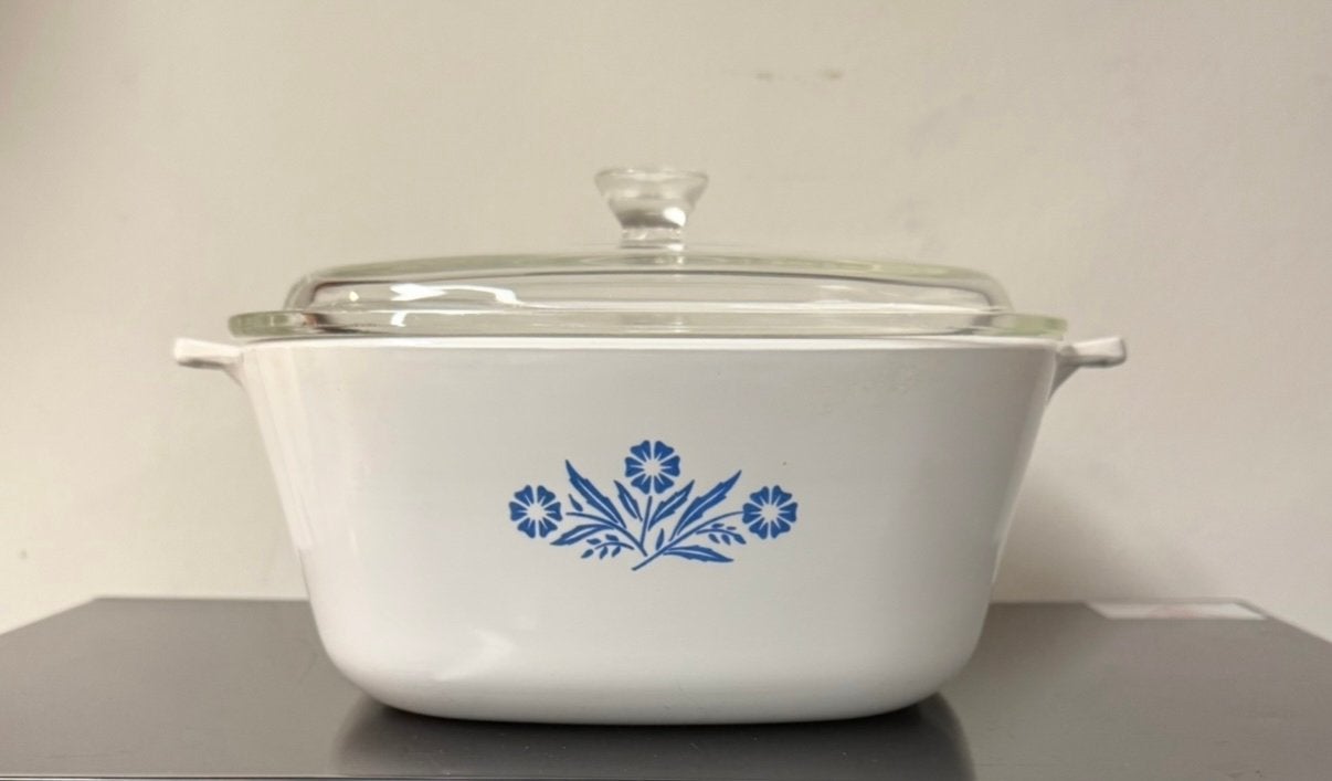 VINTAGE CORNING WARE BRAADPAN BLUE CORNFLOWER PATROON, Ophalen of Verzenden, Zo goed als nieuw, Steen/keramiek, Braadpan