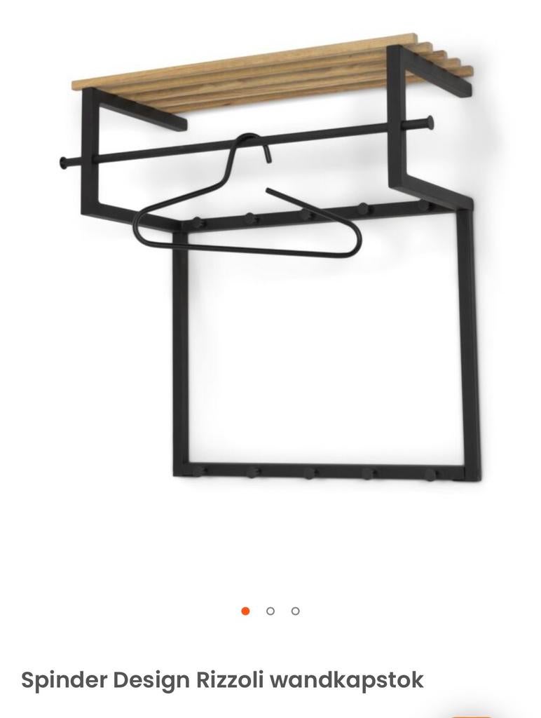 Spinder Design Rizzoli wandkapstok zwart met eikenhout, Huis en Inrichting, Woonaccessoires | Kapstokken, Zo goed als nieuw, Minder dan 100 cm