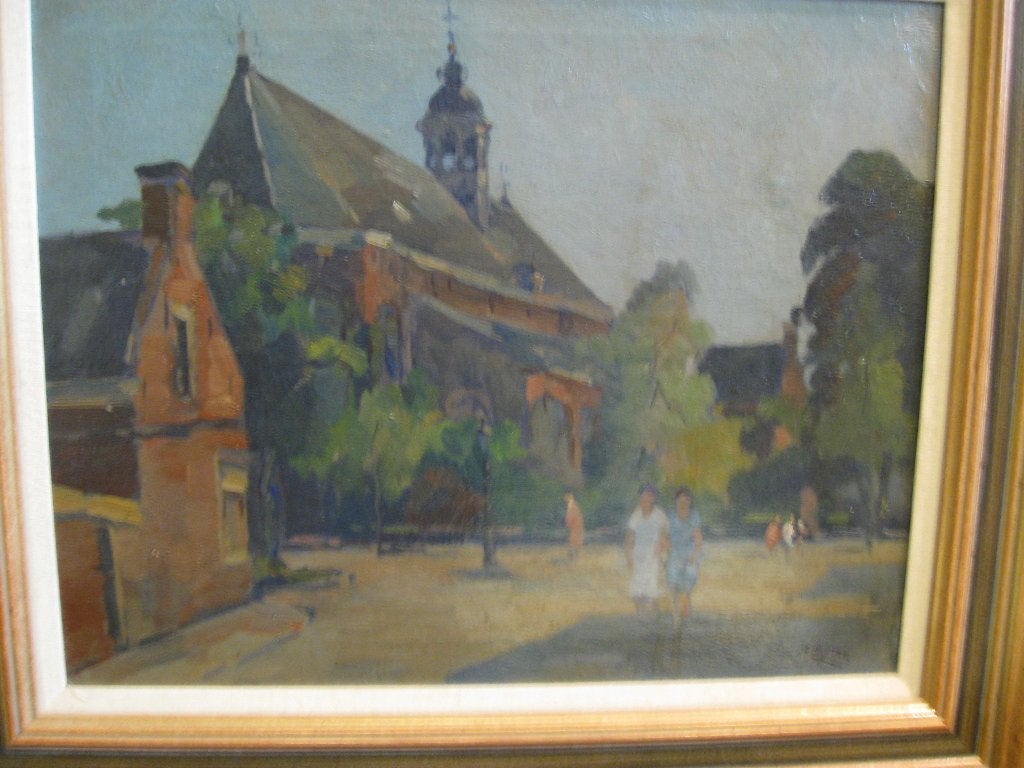 Cor Noltee"Stadsgezicht" Franken Kunst & Antiek Dordrecht, Antiek en Kunst, Kunst | Schilderijen | Klassiek, Ophalen