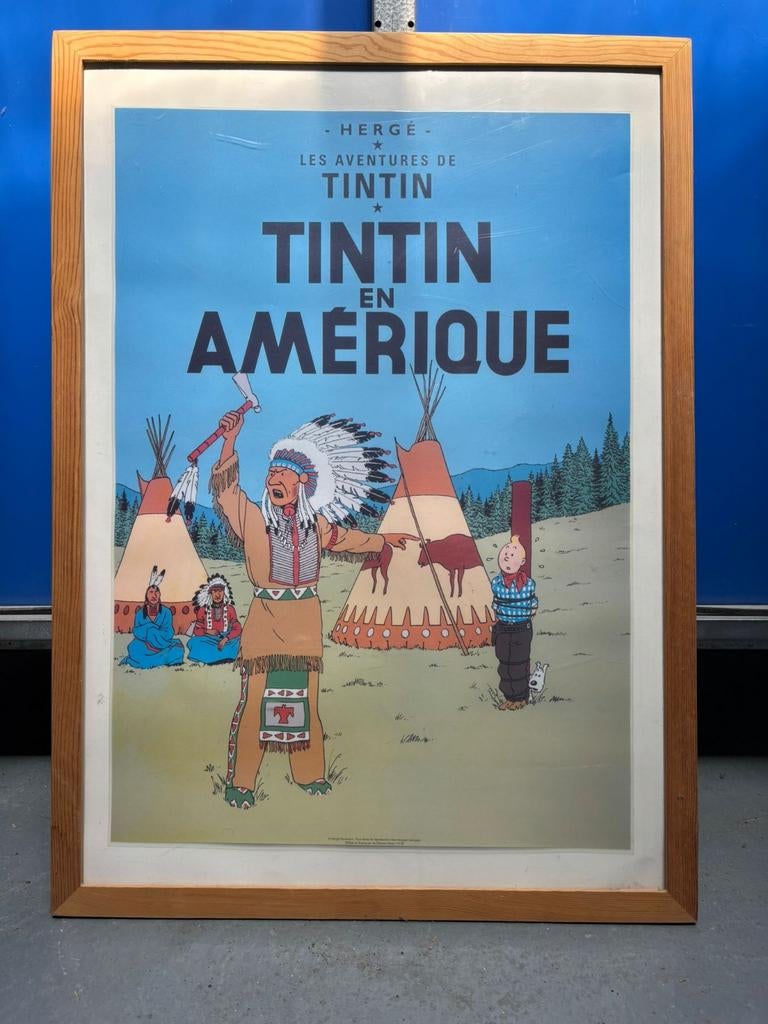 2 ingelijste Kuifje posters: Amerika & Farao's Sigaren, Verzamelen, Posters, Ophalen, Met lijst, A1 t/m A3, Overige onderwerpen
