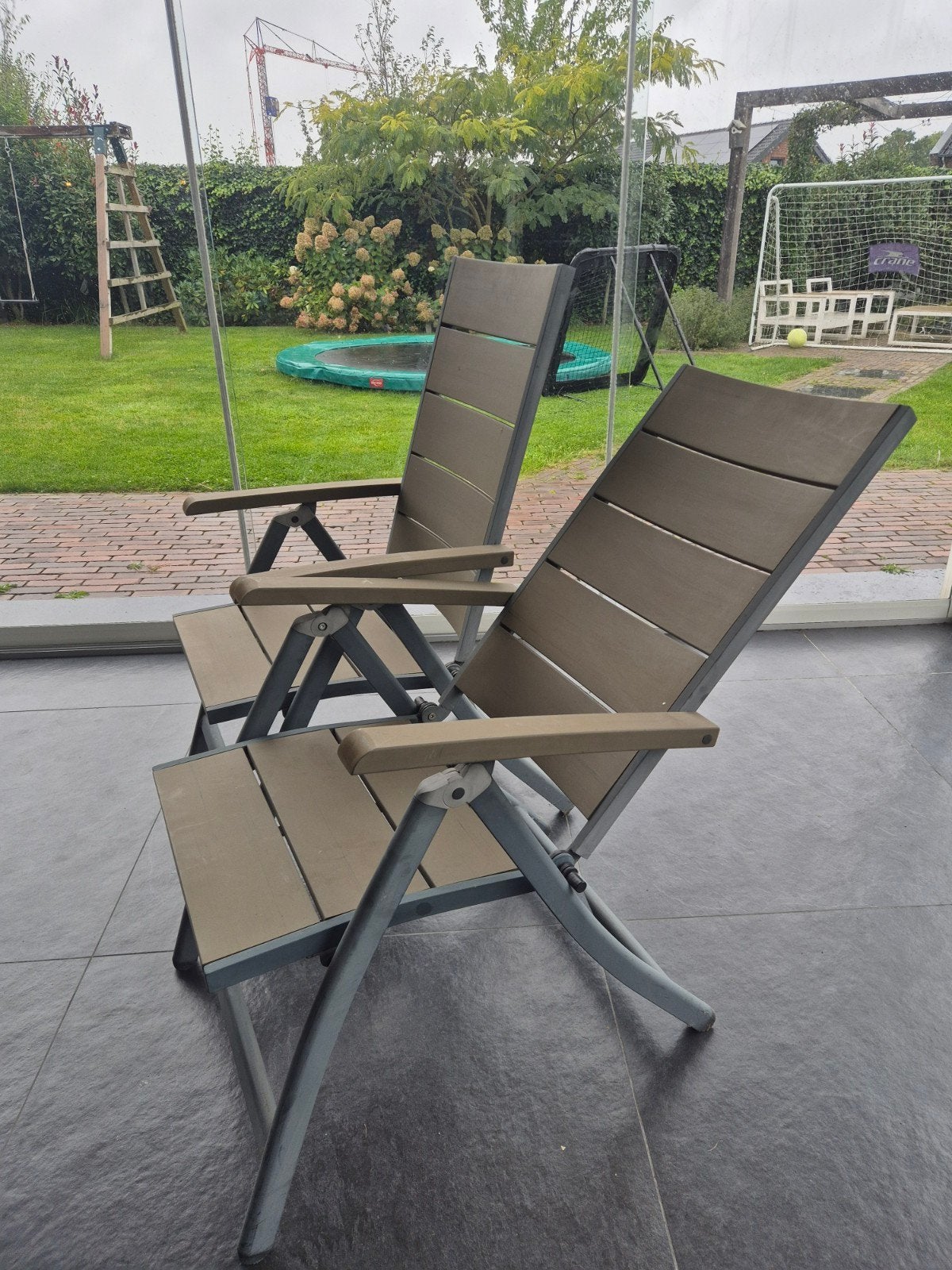 Verstelbare en inklapbare tuinstoel 2x, Ophalen of Verzenden, Gebruikt, Kunststof
