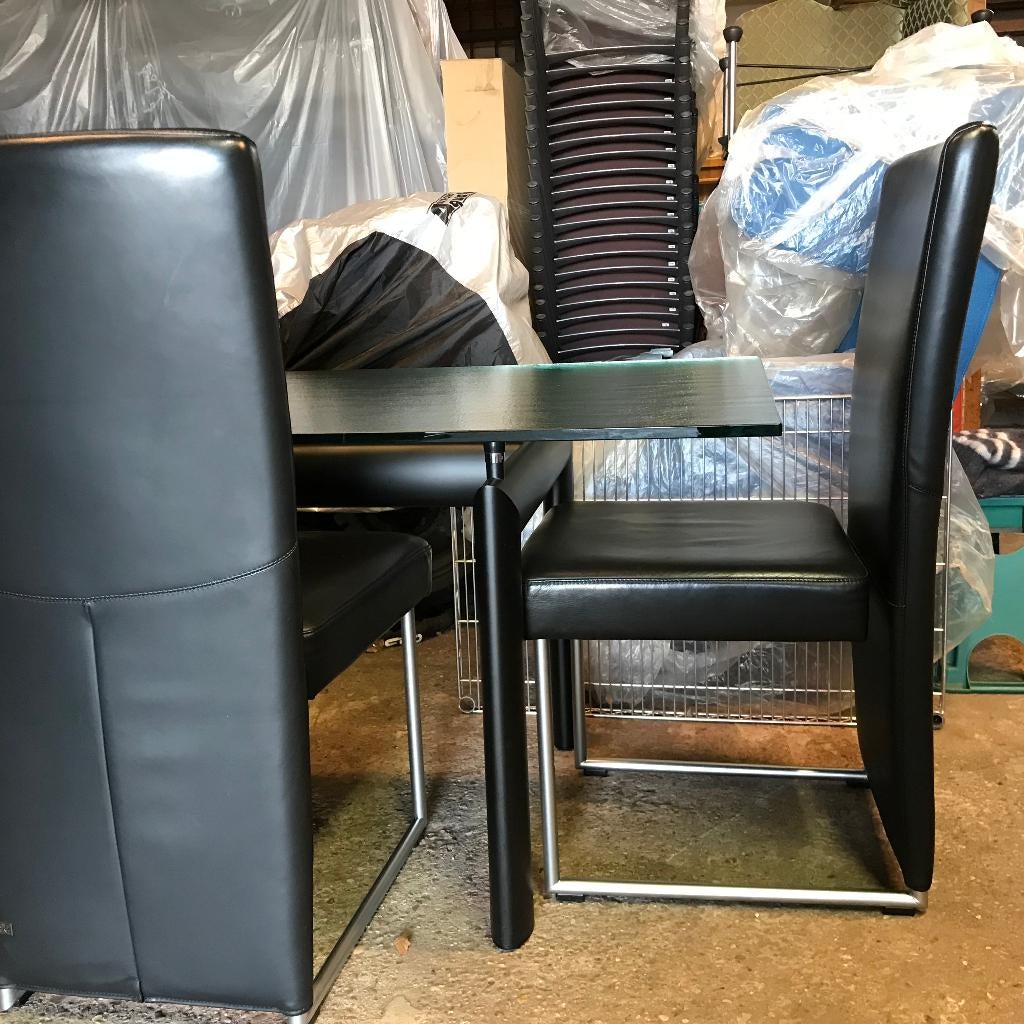 2 Rolf Benz 7400 stoelen stoel design eetkamerstoel zwart, Huis en Inrichting, Stoelen, Gebruikt, Zwart, Leer, Ophalen of Verzenden