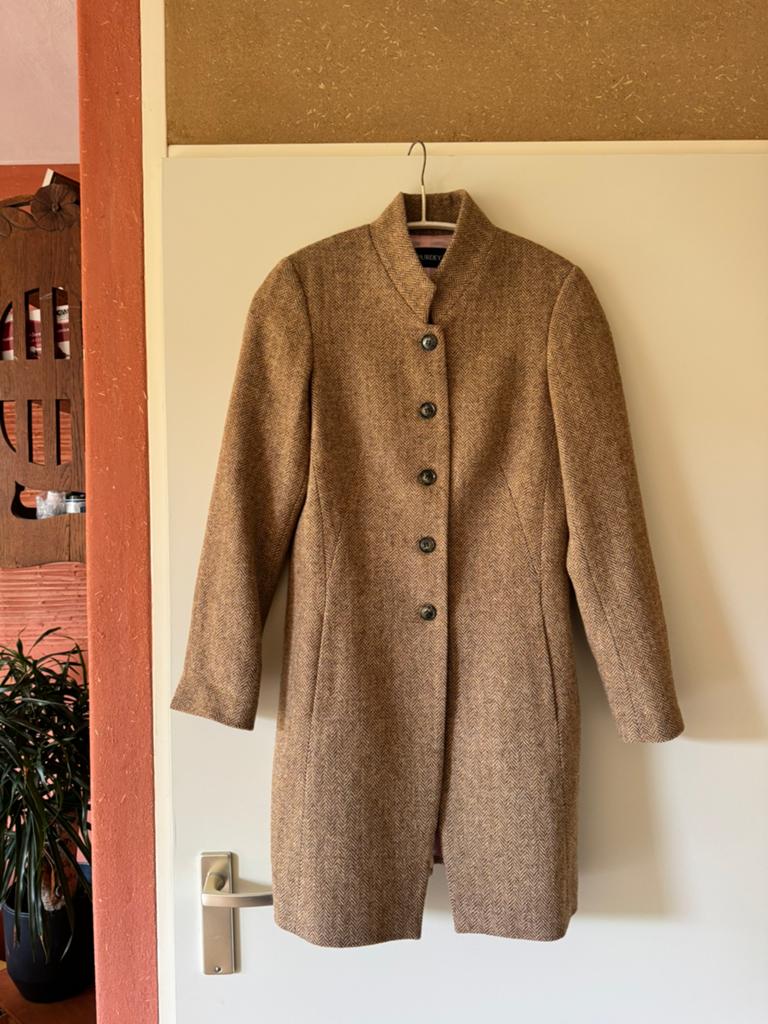 Purdey tweed koetsiersjas / blazer wol 34/36, Kleding | Dames, Ophalen of Verzenden, Zo goed als nieuw, Maat 36 (S), Bruin