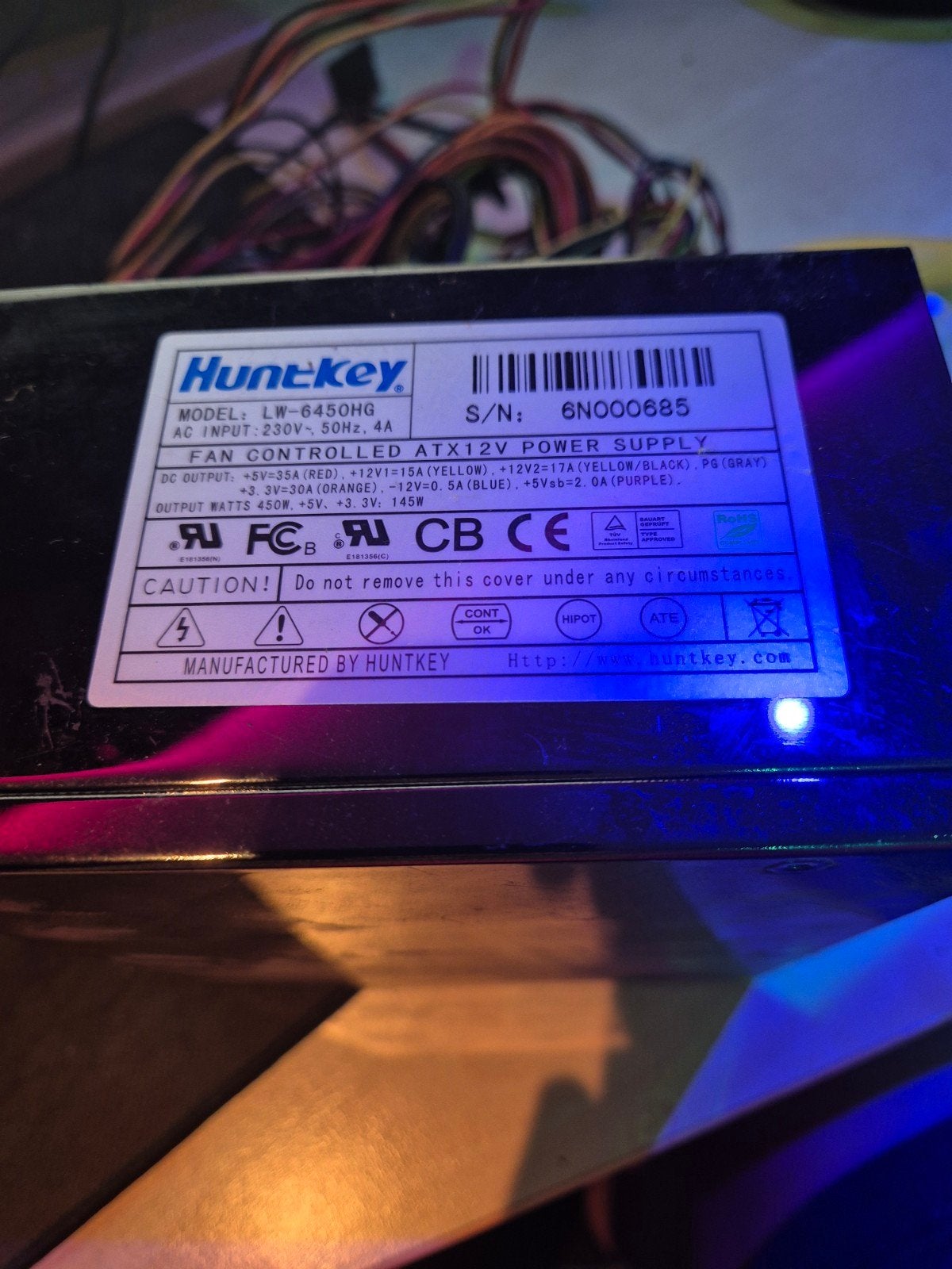 Huntkey PC voeding 450Watt, Ophalen of Verzenden, Gebruikt