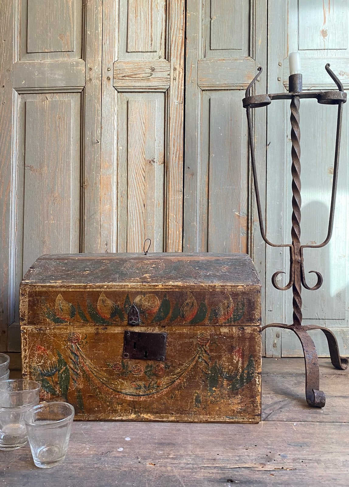 Antiek franse bruidskist, folkart, Antiek en Kunst, Ophalen of Verzenden