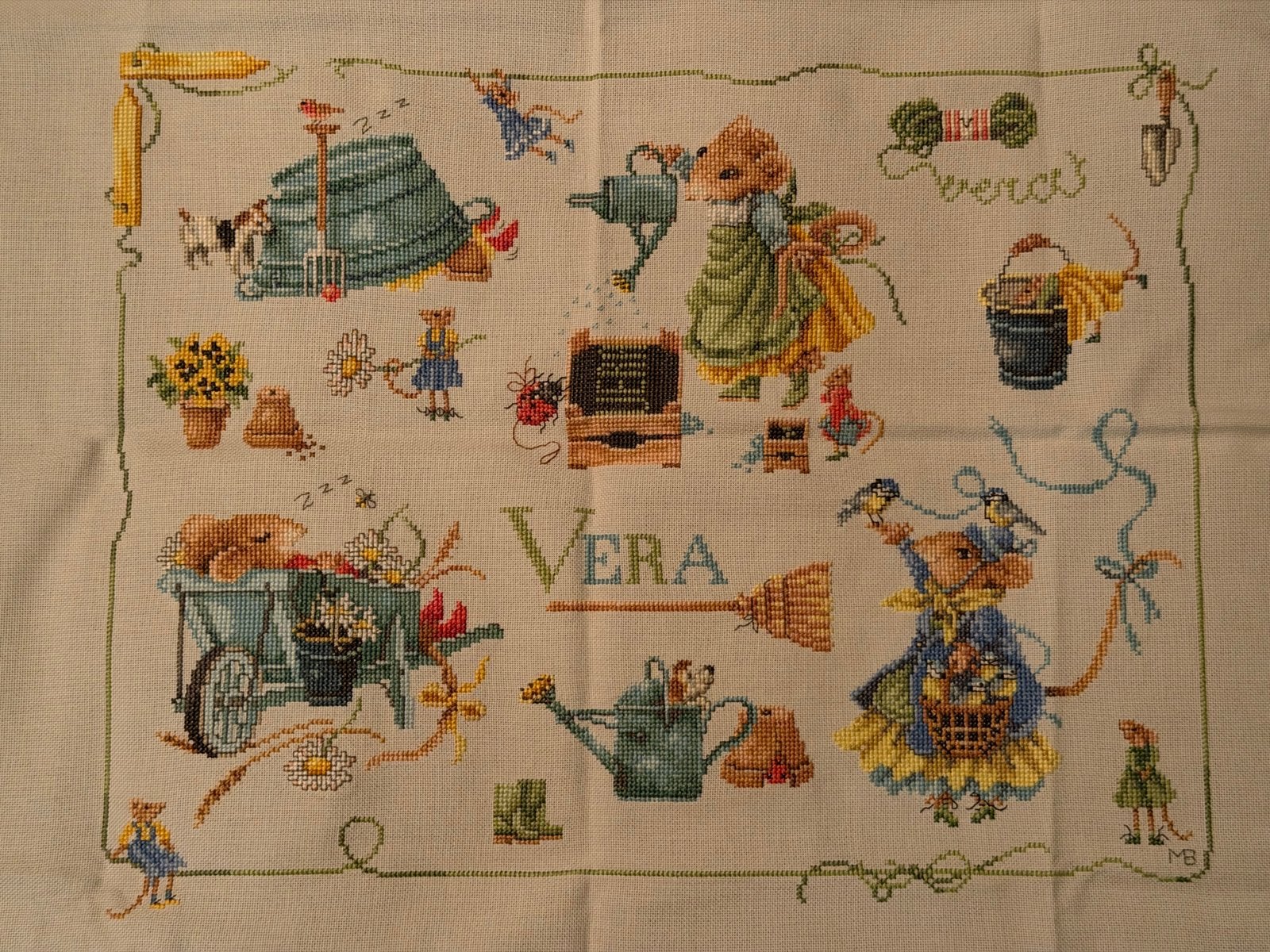 Geborduurd wandkleed 'Vera' met tuinthema, Ophalen of Verzenden, Nieuw, Handborduren, Overige typen