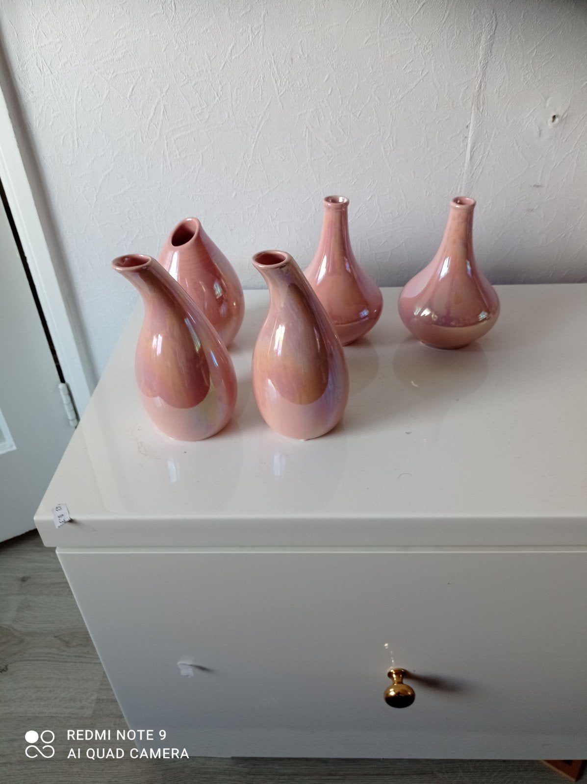 Set van 5 Vintage Parelmoer Porseleinen Vazen, Ophalen of Verzenden