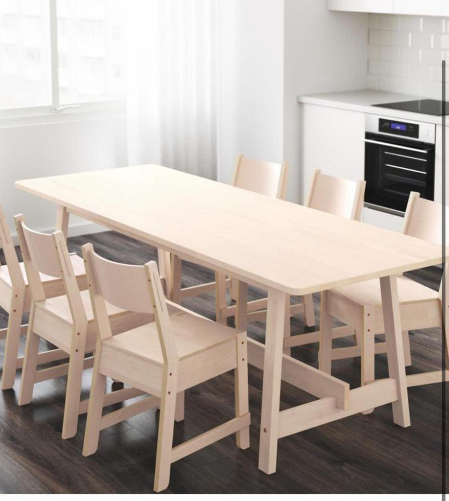 Prachtige eettafel Ikea Norraker  220 cm cm, Ophalen, 50 tot 100 cm, Rechthoekig, Nieuw