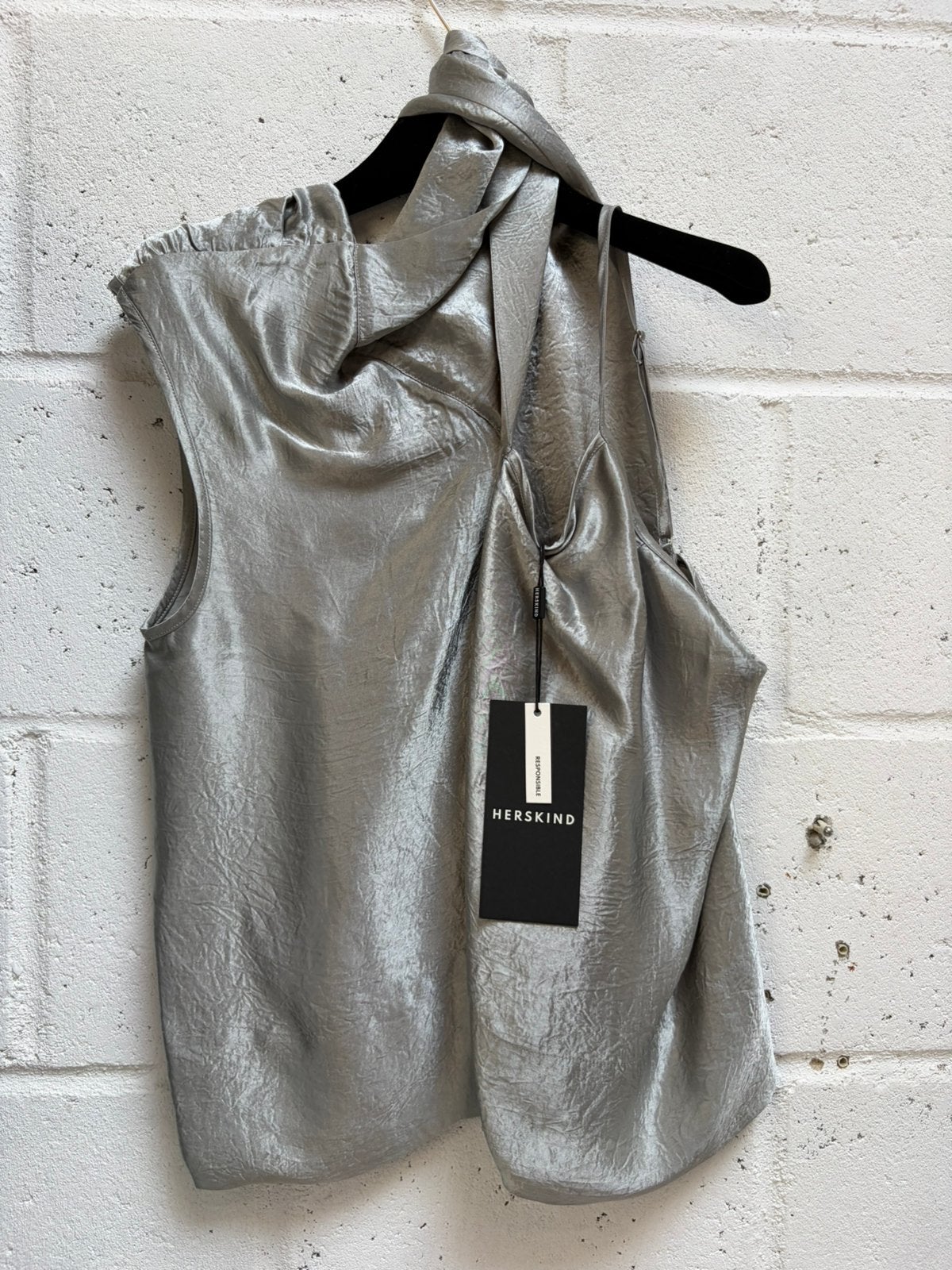 Herskind top zilver grijs 36 blouse €219, Ophalen of Verzenden, Zo goed als nieuw, Maat 36 (S), Grijs