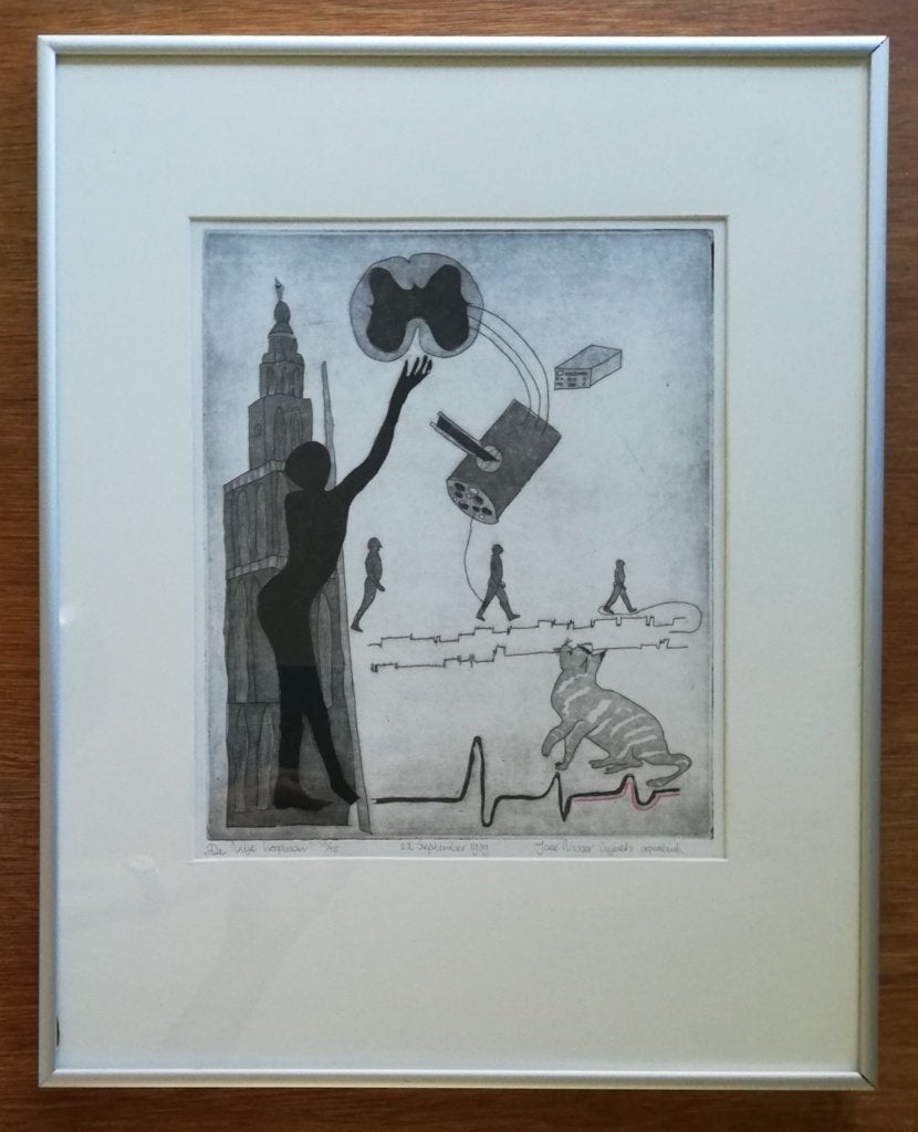 De vrije loopbaan 10/15 José Visser lijnets aquatint, Ophalen of Verzenden, 51 cm, 41 cm