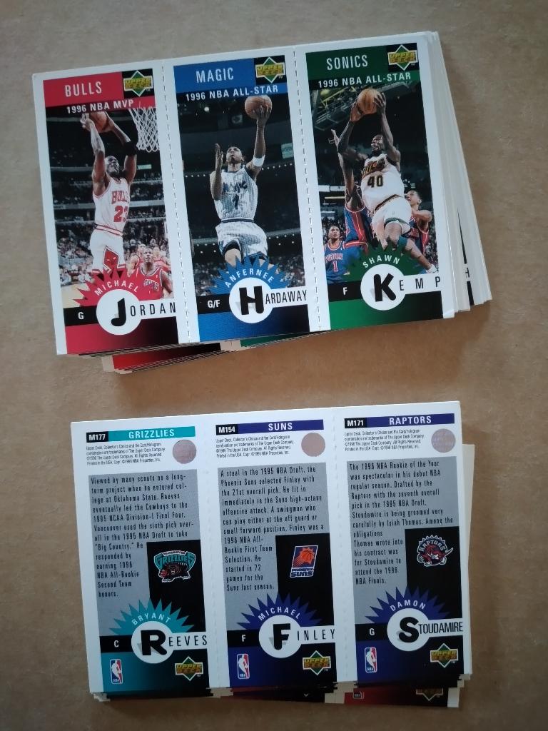 23 x 3 Upper Deck NBA 1996-97 mini-cards panels Jordan, Ophalen, Zo goed als nieuw, Overige sporten, Poster, Plaatje of Sticker