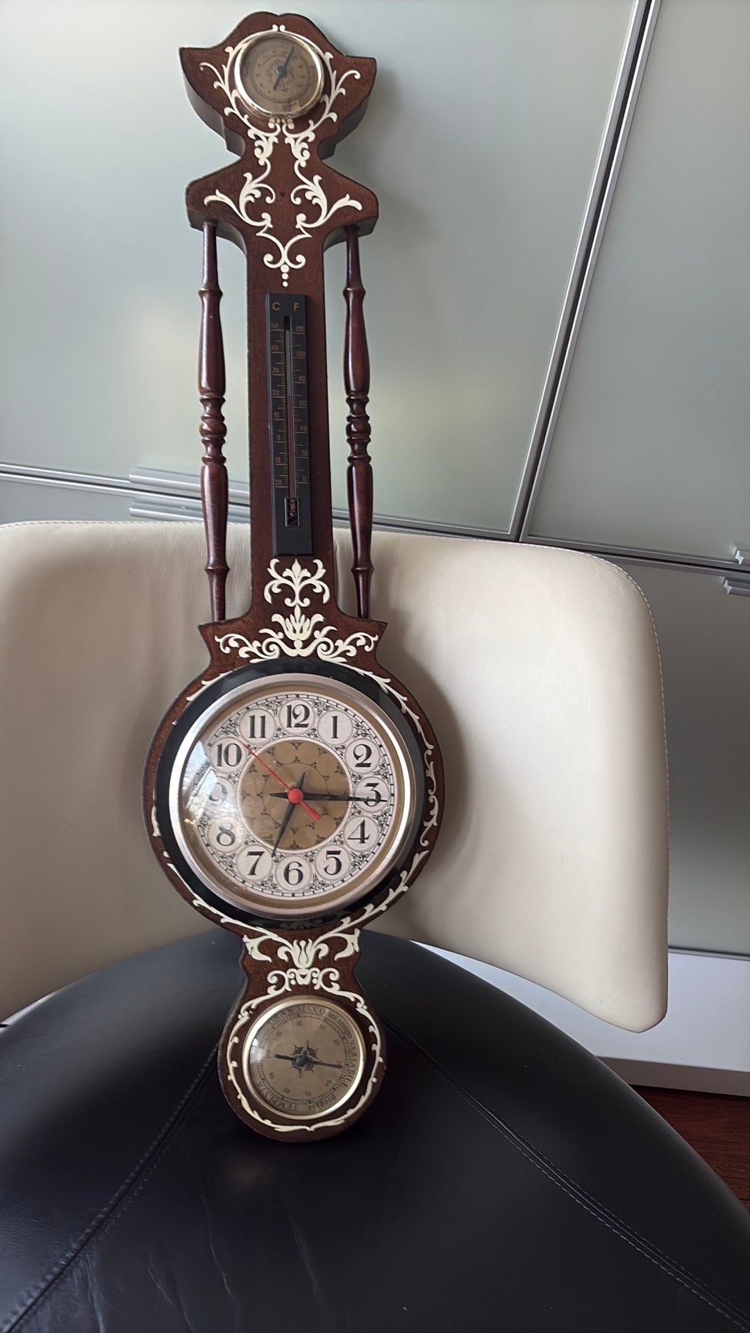 Vintage wandklok, barometer, thermometer en hydrometer, Ophalen of Verzenden, Gebruikt