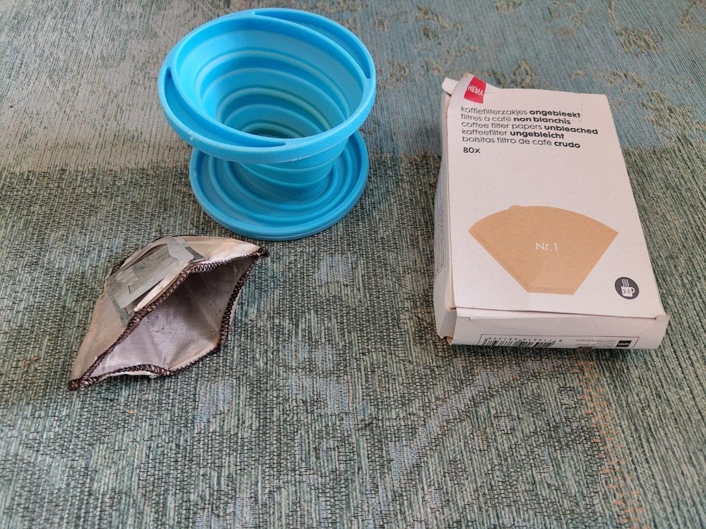 Koffiefilterhouders voor op de camping, Ophalen, Gebruikt